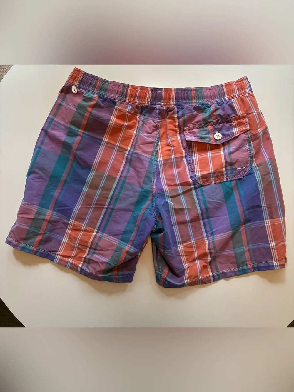 J. Crew Men's Purple Plaid Swim Trunks. Size Large.